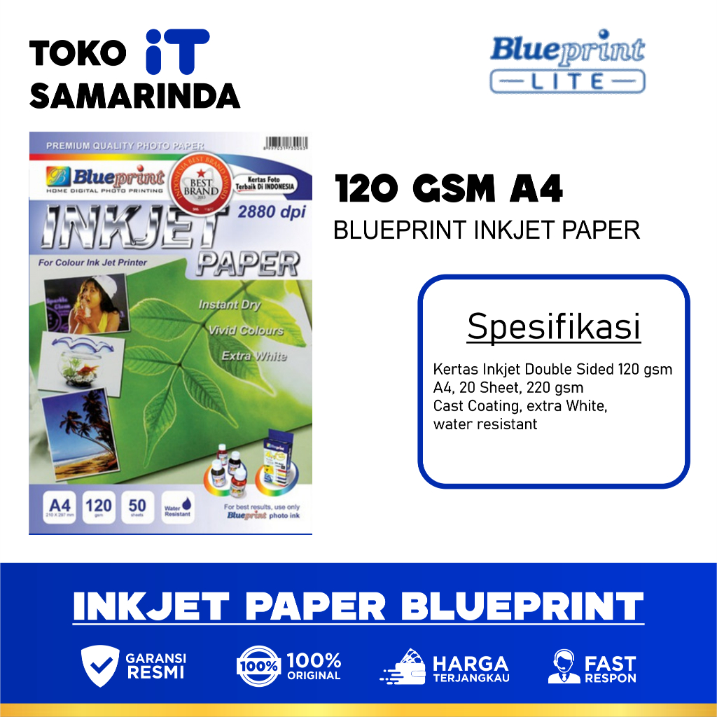 

Kertas Inkjet / Inkjet Paper BLUEPRINT A4 120 gsm