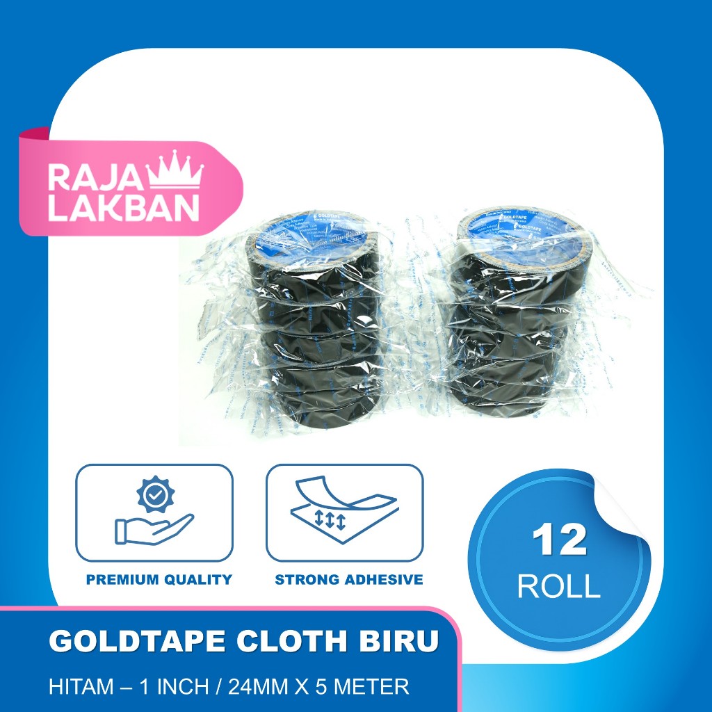 

gk Cloth Tape Lakban Kain Goldtape Core Biru 1 Inch 24mm, 1,5 Inch 36mm, 2 Inch 48mm - Hitam - LUSIN