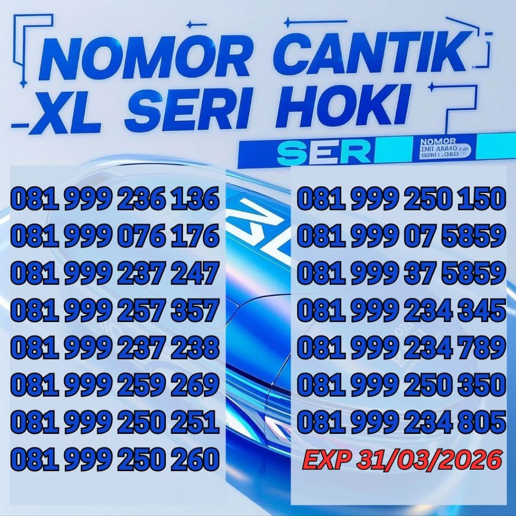 Nomor Cantik XL Seri Special HOKI 081 999 257 X57 Harga mulai 53ribu