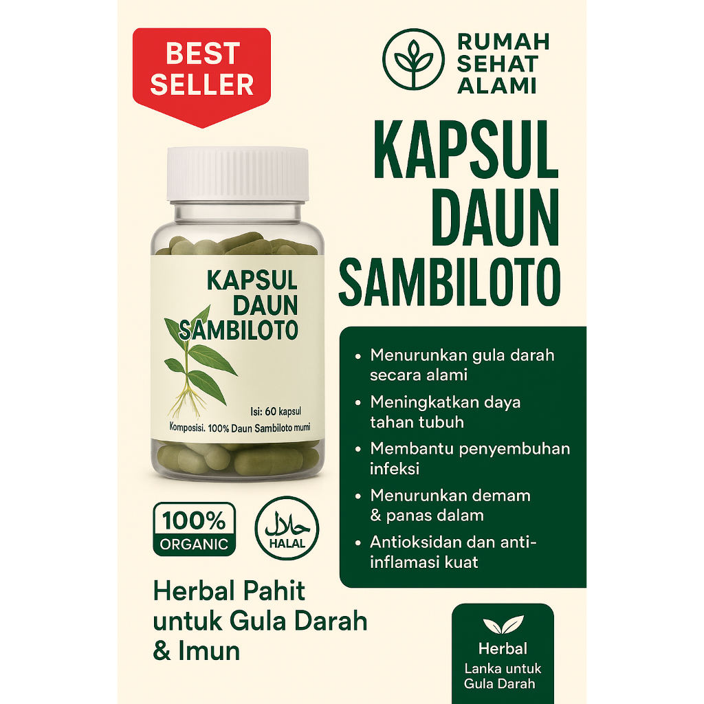 

KAPSUL DAUN SAMBILOTO 60 KAPSUL – HERBAL IMUN, FLU, & ANTI INFEKSI