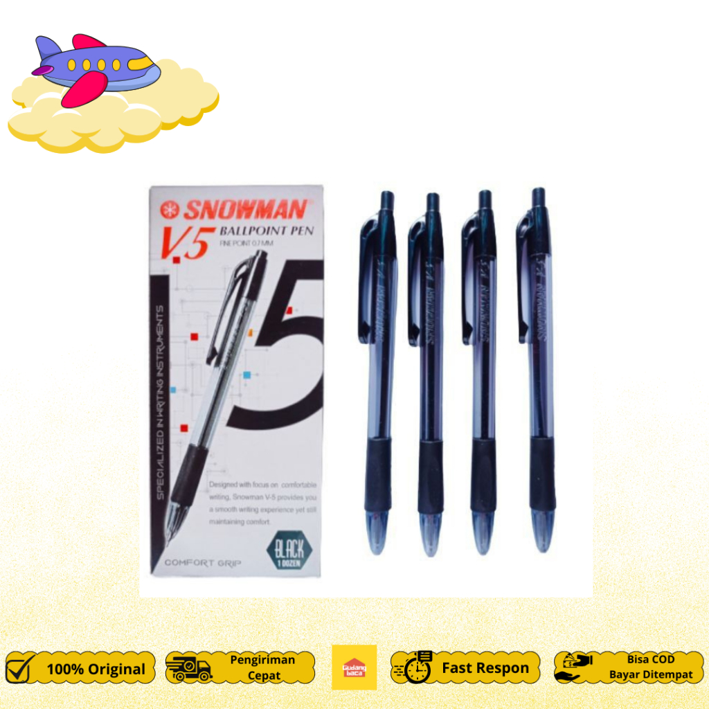 

Bulpen Pulpen Pena Snowman V.5 Hitam - Ecer