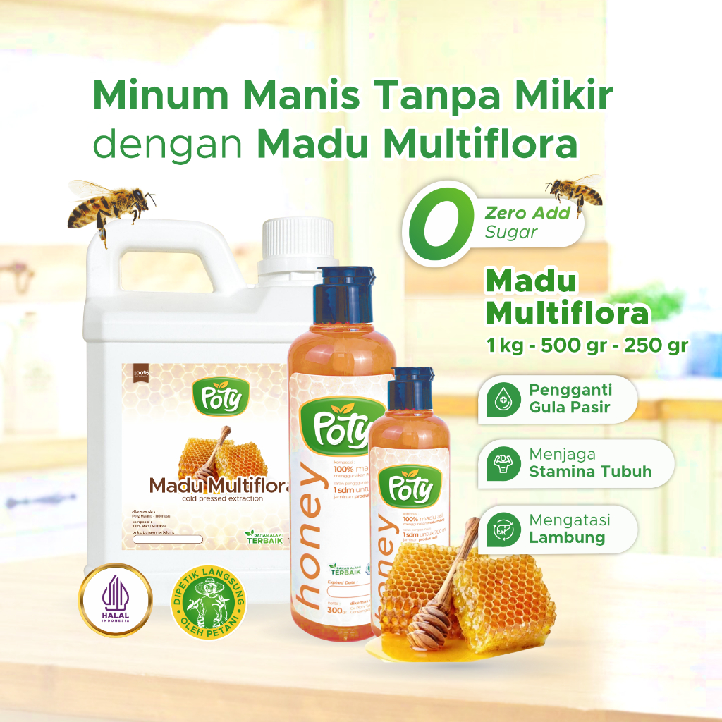

Madu Asli Multiflora Alami Pure Natural Raw Honey Poty