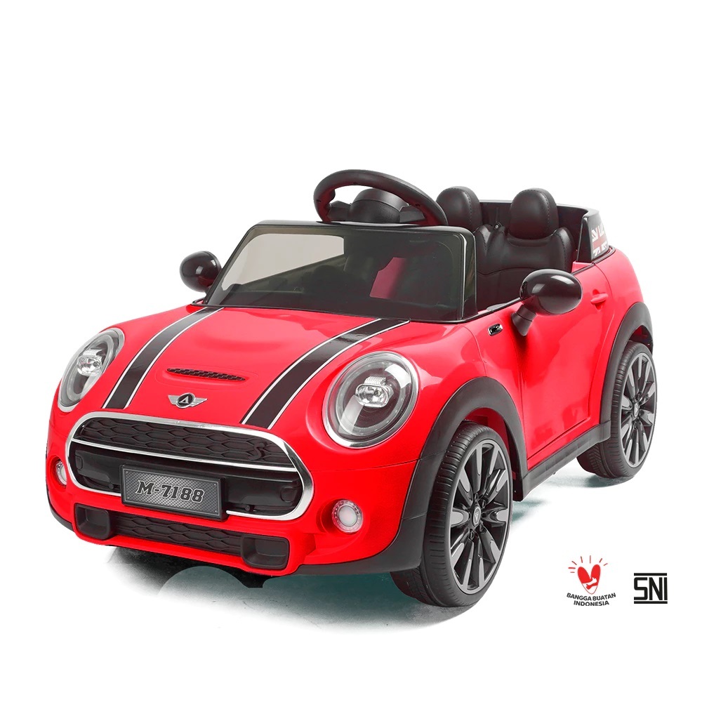 MAINAN MOBILAN AKI ANAK MINICOOPER PMB M7188 DUAL BAN PLASTIK/MOBIL AKI ANAK BISA GAS DAN REMOTE