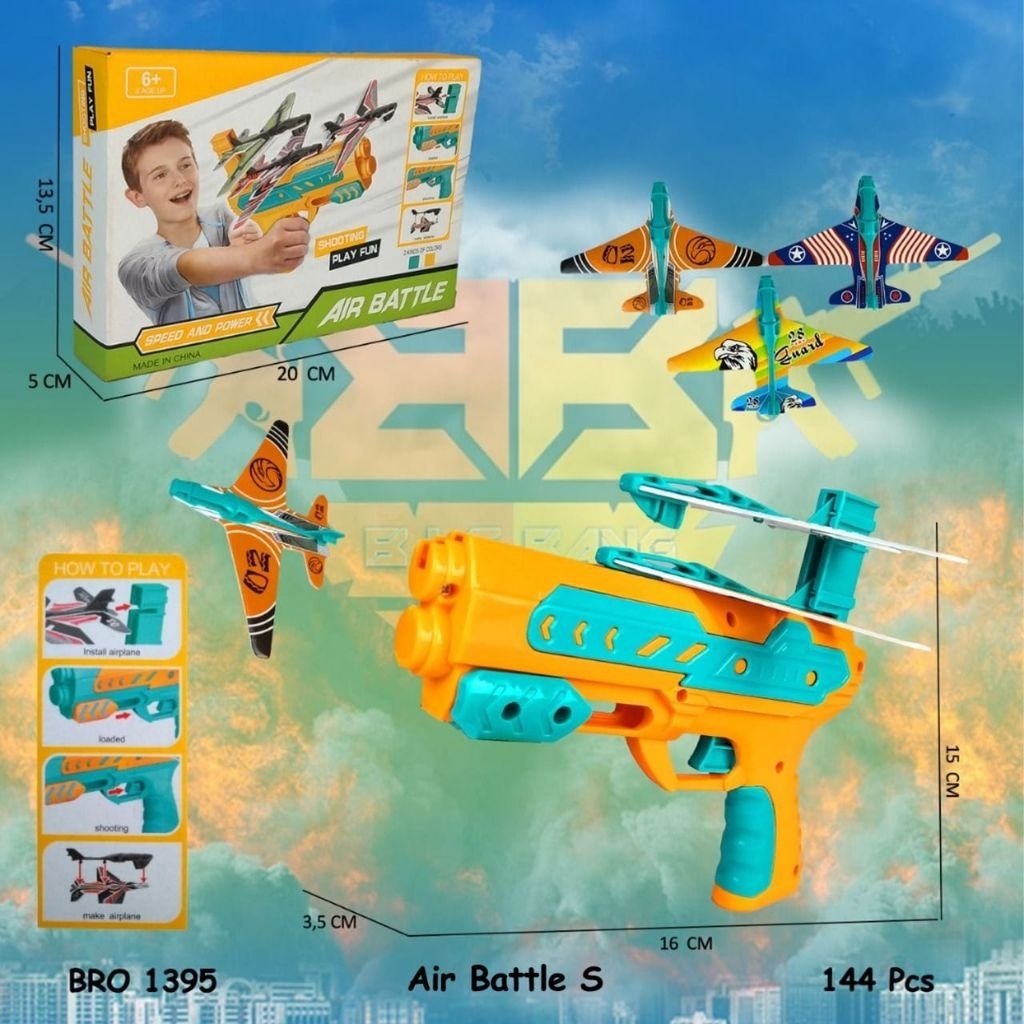 Mainan Anak laki laki Pistol Pesawat Bisa Terbang Pistolan Peluru Busa Tembak Tembakan