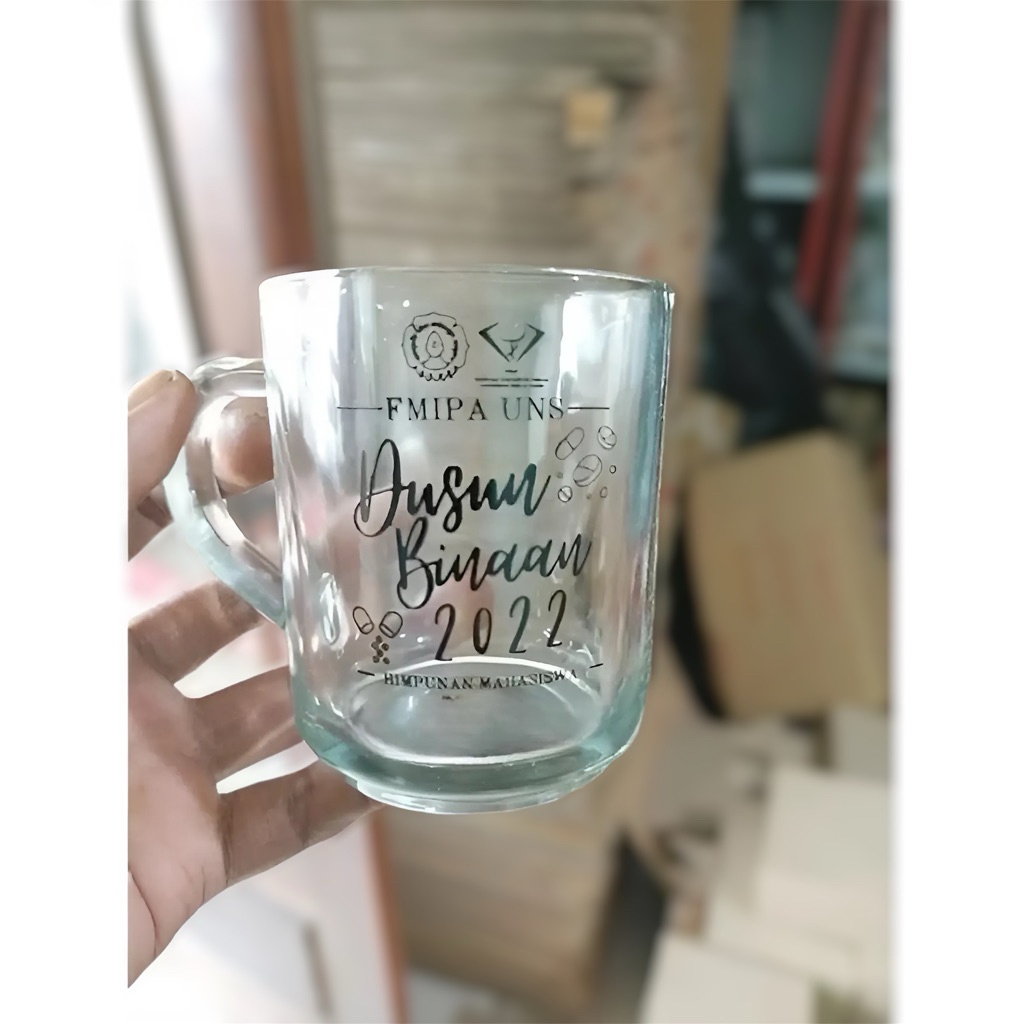 Souvenir Gelas CG, souvenir gelas kopi sablon