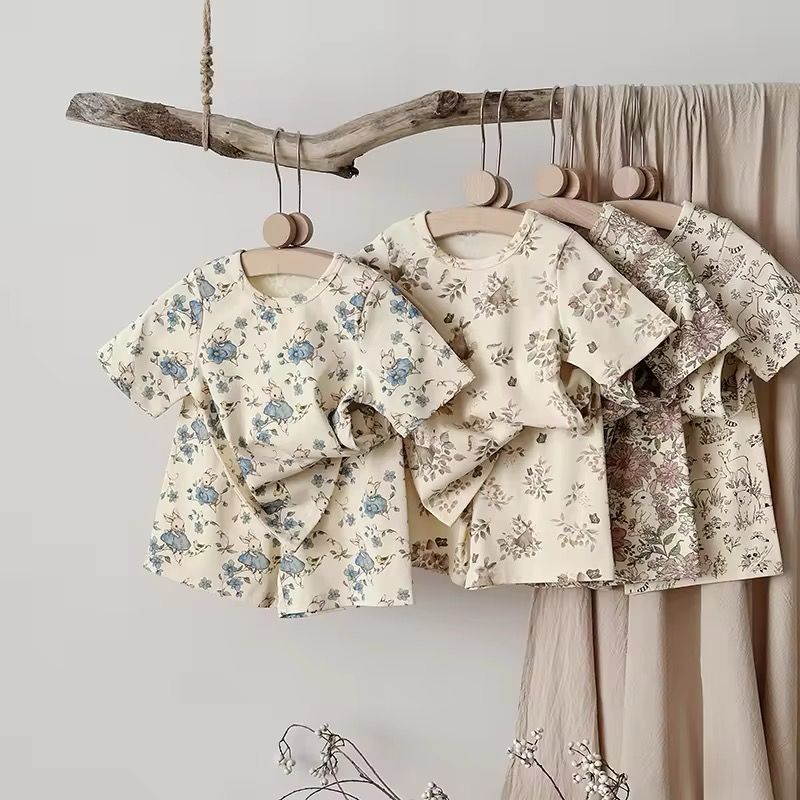 LITTLEVIN - SETELAN ANAK PEREMPUAN FULL MOTIF CREAM SERIES KARAKTER 0-5 TAHUN
