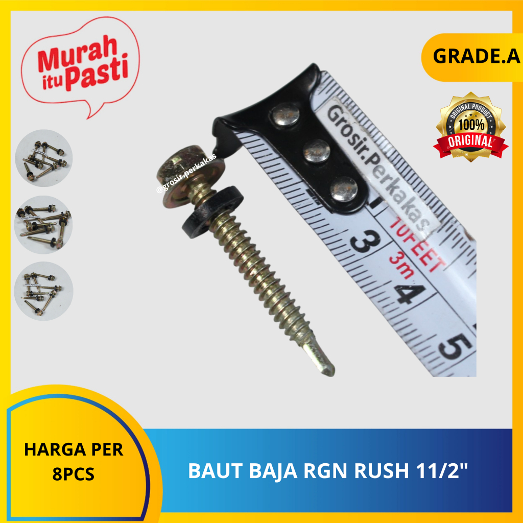 

Baut Roofing 12x40 - Baut Rangka Baja Ringan SDS 5cm 12 x 40 mm 1,5 Inch Rush ISI 8PCS.[A][#BAUT]