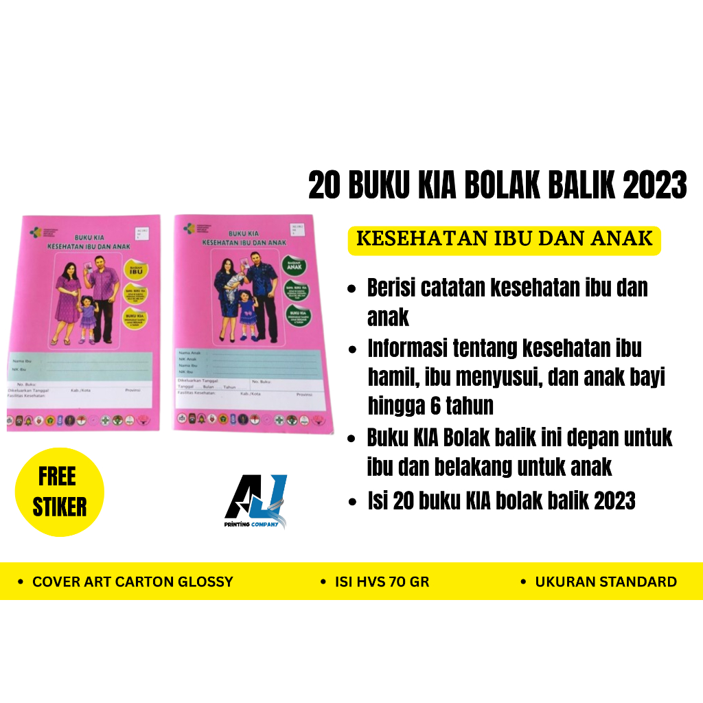 Paket 20 Buku KIA (Kesehatan Ibu dan Anak) Terbaru (buku pink kehamilan) Bolak balik 2023