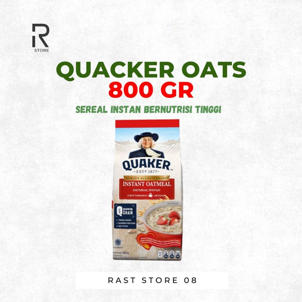 

Quaker Oatmeal 800 Gram / Quaker Oats Sereal Makanan Sehat Instan Nutrisi Gizi Tinggi Berkualitas