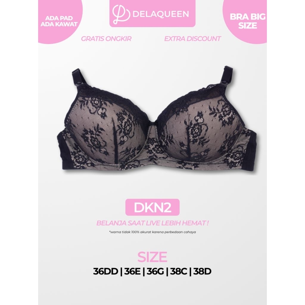 Delaqueen | Bra Big Size Bra Jumbo Bh Big Size 36DD 36E 36G 38C 38D DKN2