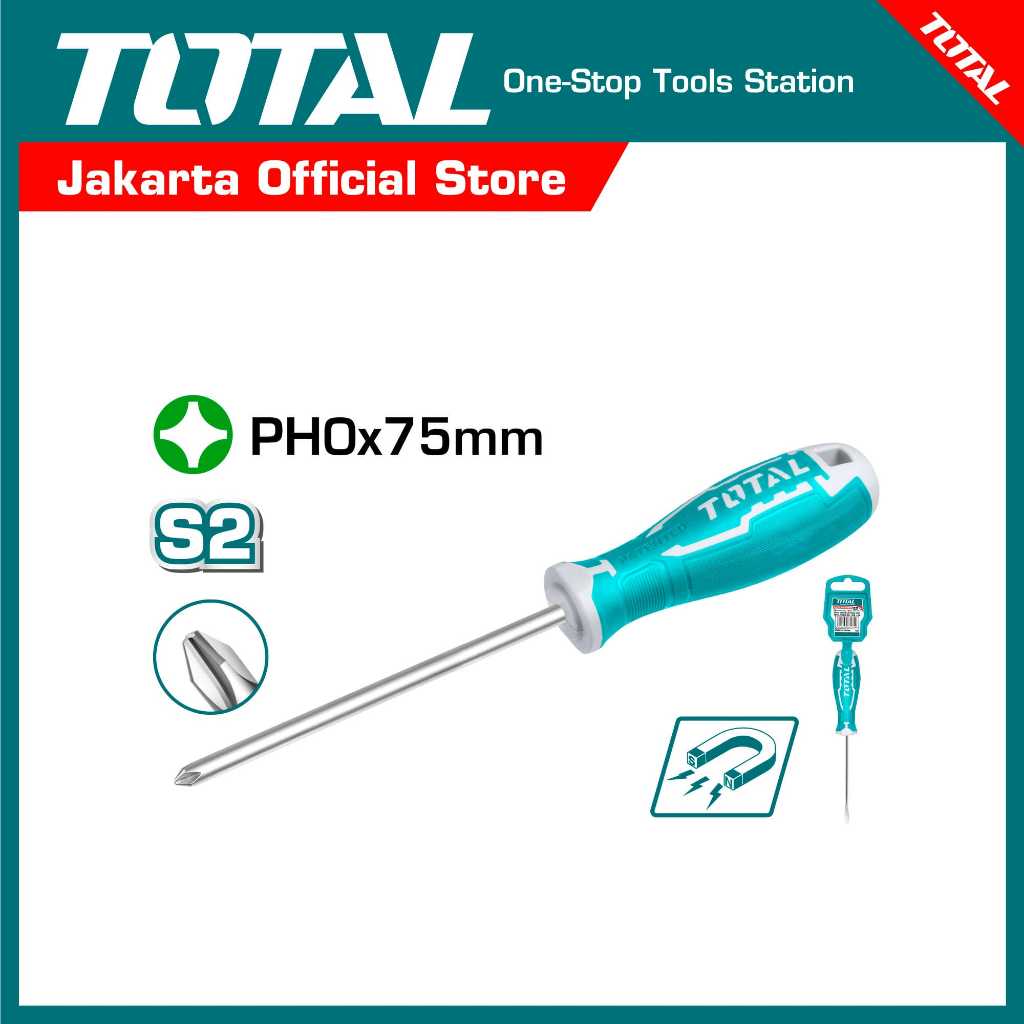 TOTAL Phillips Screwdriver THT26PH0075 - Obeng Plus #0