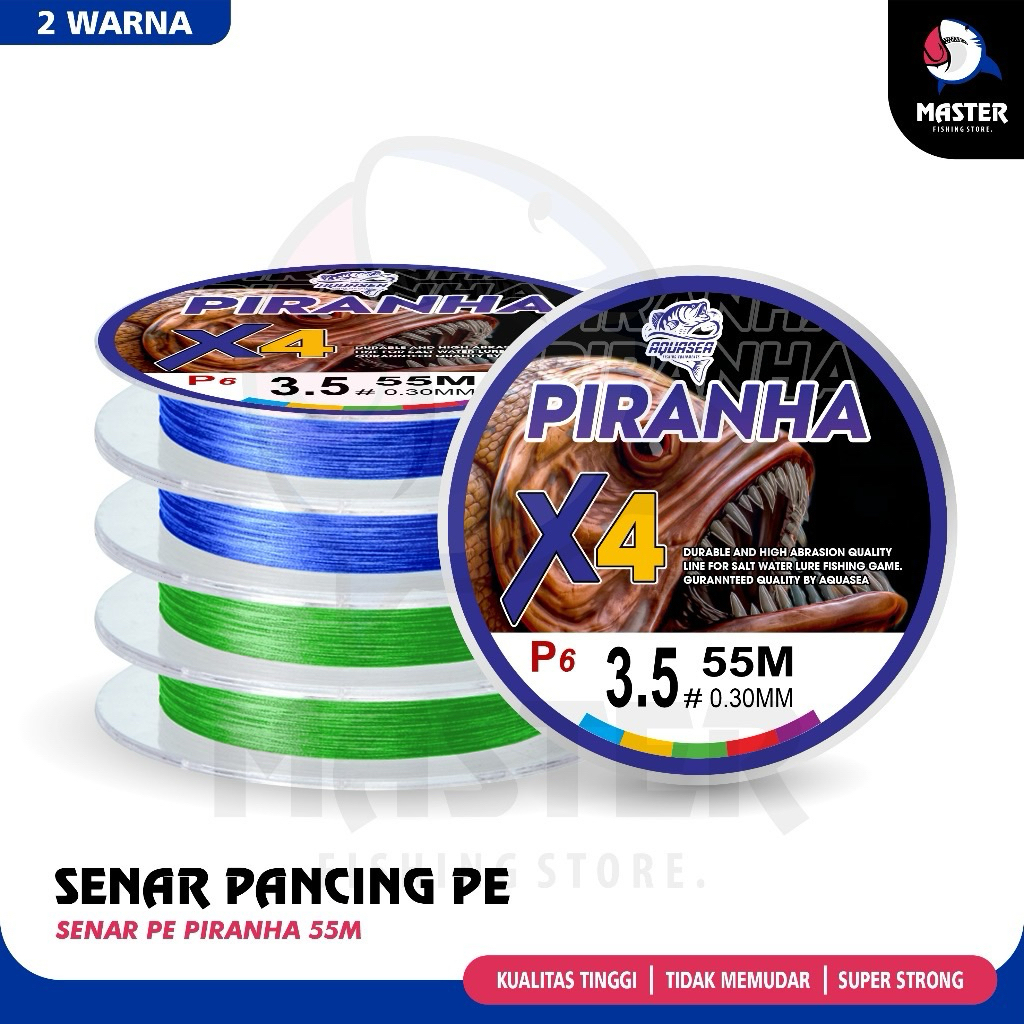 SENAR PANCING PE PIRANHA X4 55M BIRU/HIJAU