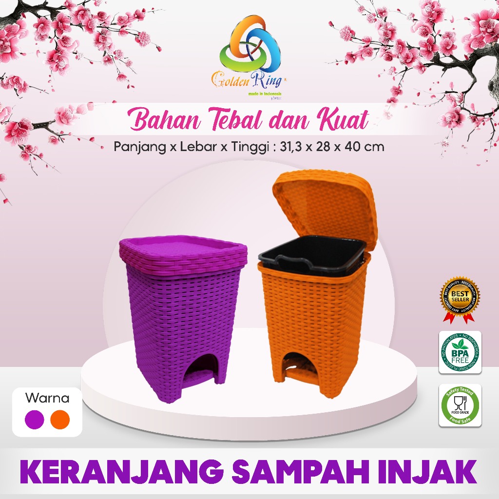 KERANJANG SAMPAH ROTAN ARISTA / Keranjang Sampah Injak Depan / Tempat sampah