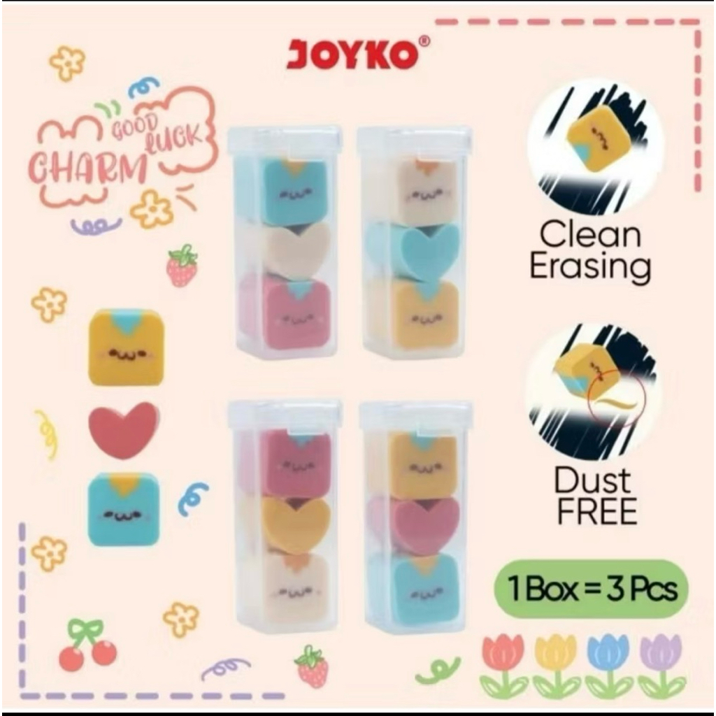 

Penghapus Pensil Joyko ( 1 set isi 3 )