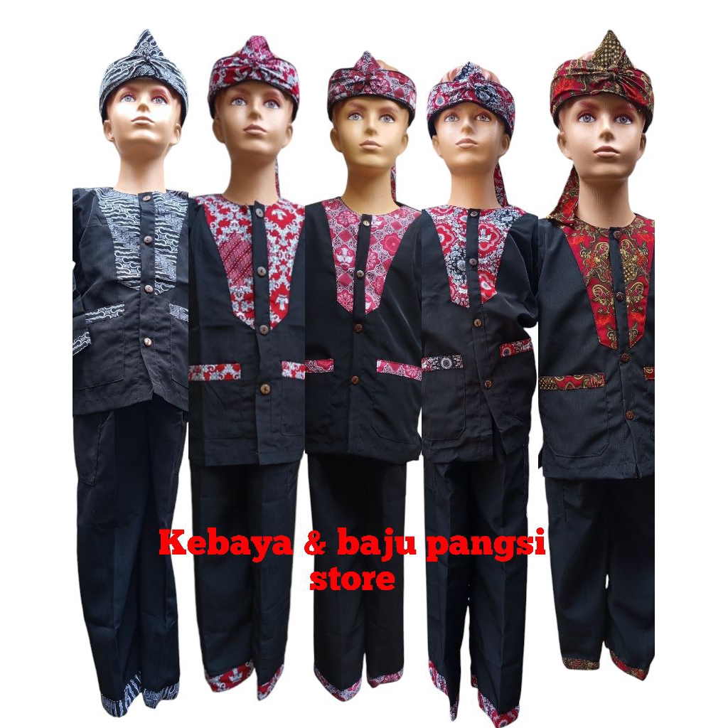 Stelan baju pangsi anak laki laki/baju adat sunda batik dada