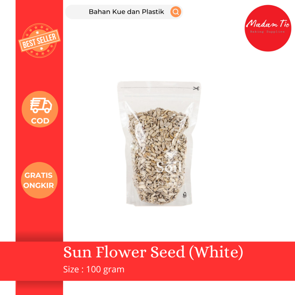 

Sun Flower Seed White (Biji Bunga Matahari Mentah) Bahan Dingin 100gram 1pcs