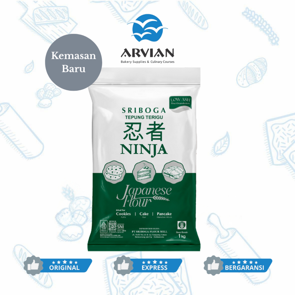 

Tepung Terigu Ninja Sriboga Cake flour kue Low protein rendah 1Kg [Instant Surabaya] - Arvian