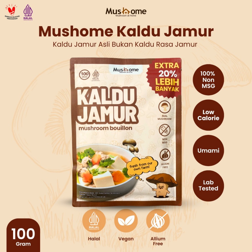

Kaldu Jamur Asli Pilihan 100gr - Mushome - Non MSG - Rendah Kalori