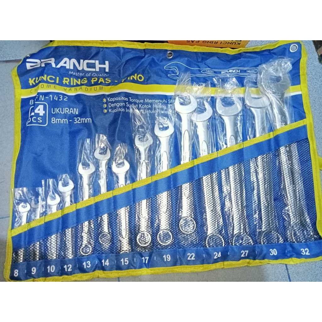 Kunci Ring pas set Branch / kunci kombinasi set / kunci ringpas set