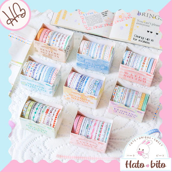 

1 set isi 10 pcs gentle tone washi tape aesthetic diy scrapbook journaling paper tape lucu HB1972