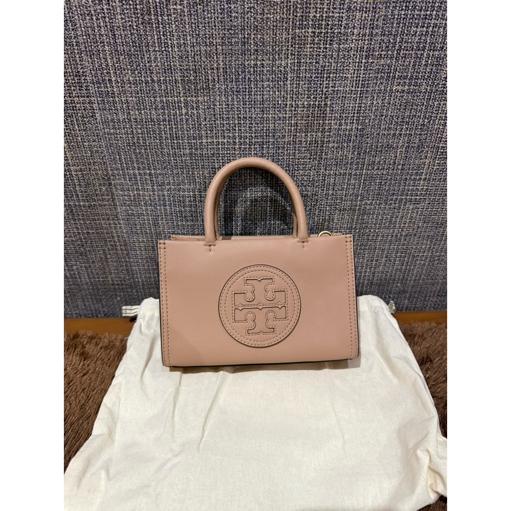 (PRELOVED) Tory Burch Ella Mini Tote Bag - Light Sand / Wickerwork