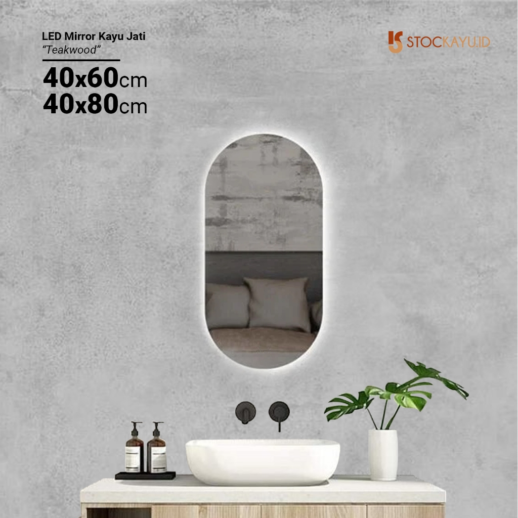 Stockayu.id - Cermin Oval Lampu LED Mirror CLBL003