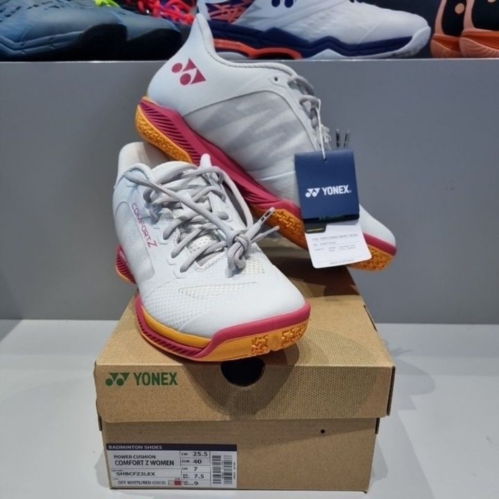SEPATU YONEX COMFORT Z WOMEN WHITE ORANGE ORIGINAL BADMINTON SHOES