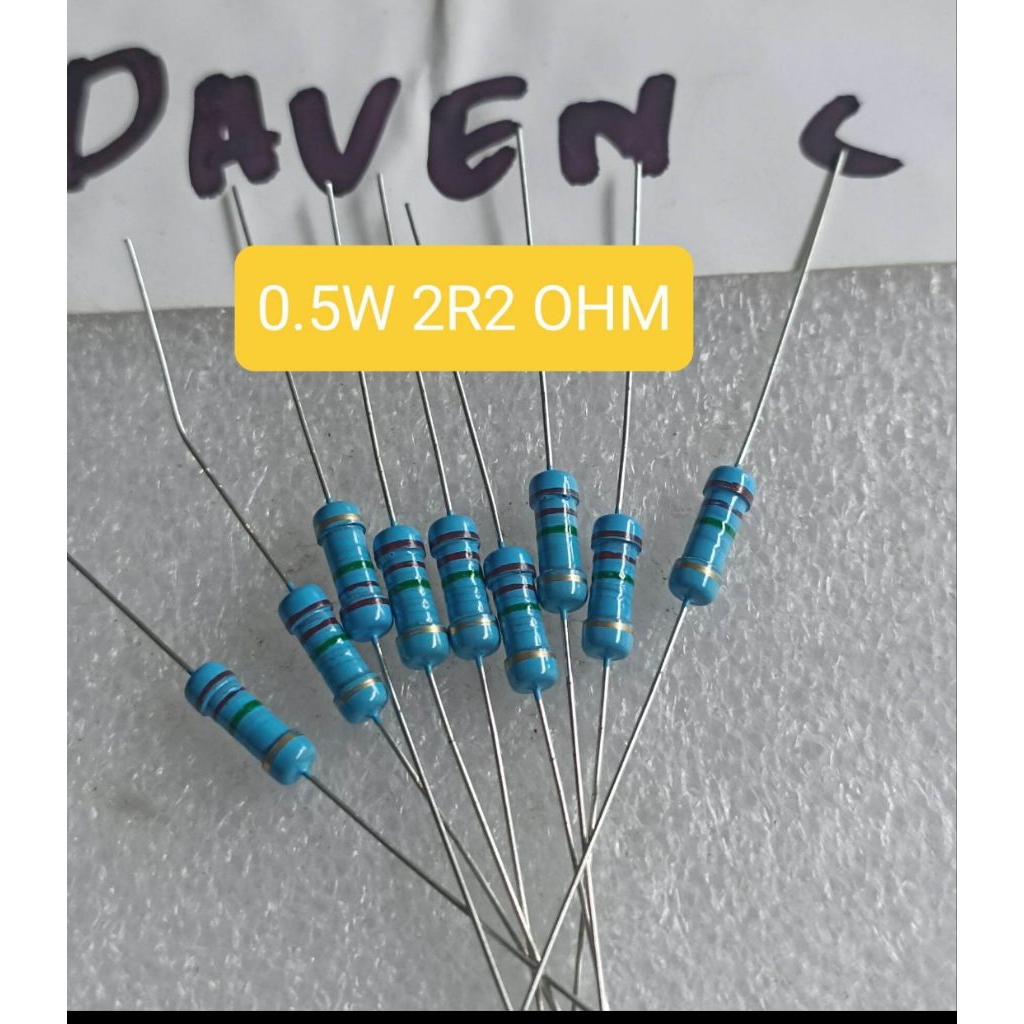10BUAH RESISTOR 0.5W 2.2OHM 2R2 OHM SETENGAH WATT 0.5 WATT 2.2OHM 2R2OHM