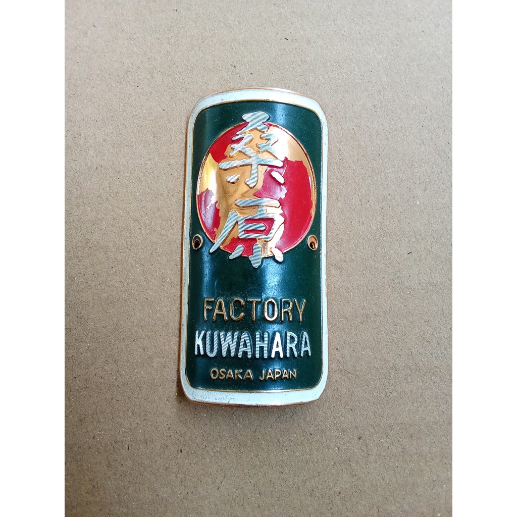 Emblem Sepeda Plat Merk Kuwahara Army Kuningan