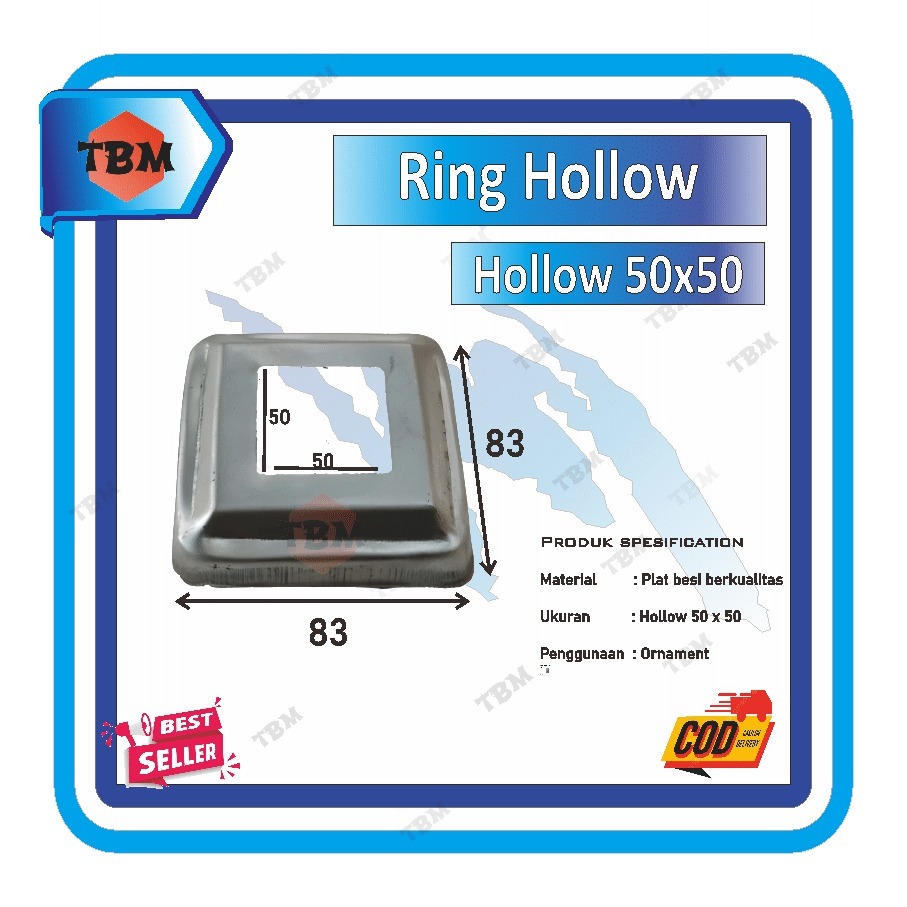 Ring hollow 50x50 tapak hollow minimalis ornamen pintu pagar besi Berkualitas