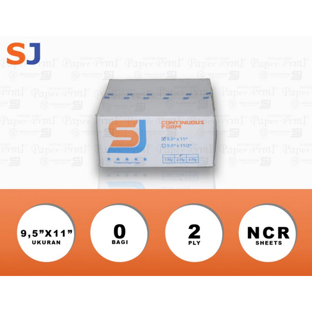 

SJ Orange Kertas Continuous Form 2 PLY NCR 9,5" x 11