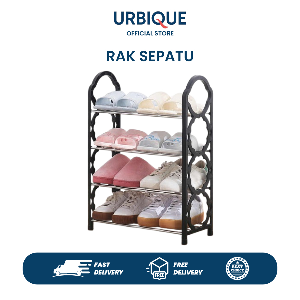 Rak Sepatu 4 Susun Plastik Premium - Hemat Ruang, Kuat & Serbaguna - Cocok untuk Sepatu/Sandal/Buku
