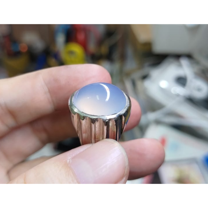 Cincin Batu Spirtus Baturaja BTJ012 Super Giwang No Mangkok Size Kantoran Ikatan Perak Kokoh