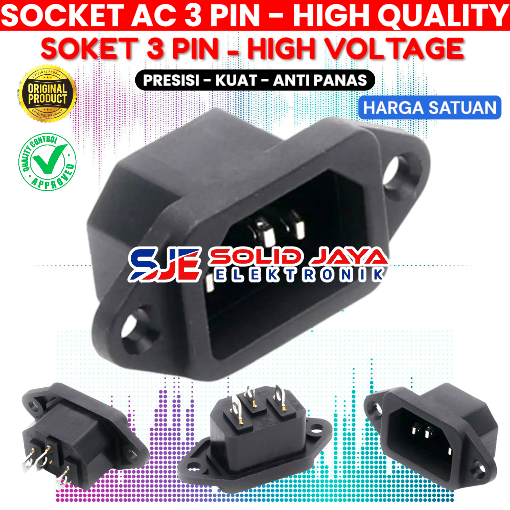 Soket AC 3 Pin - Soket AC komputer - Soket AC Power - AC IN - Soket Listrik Komputer Amplifier