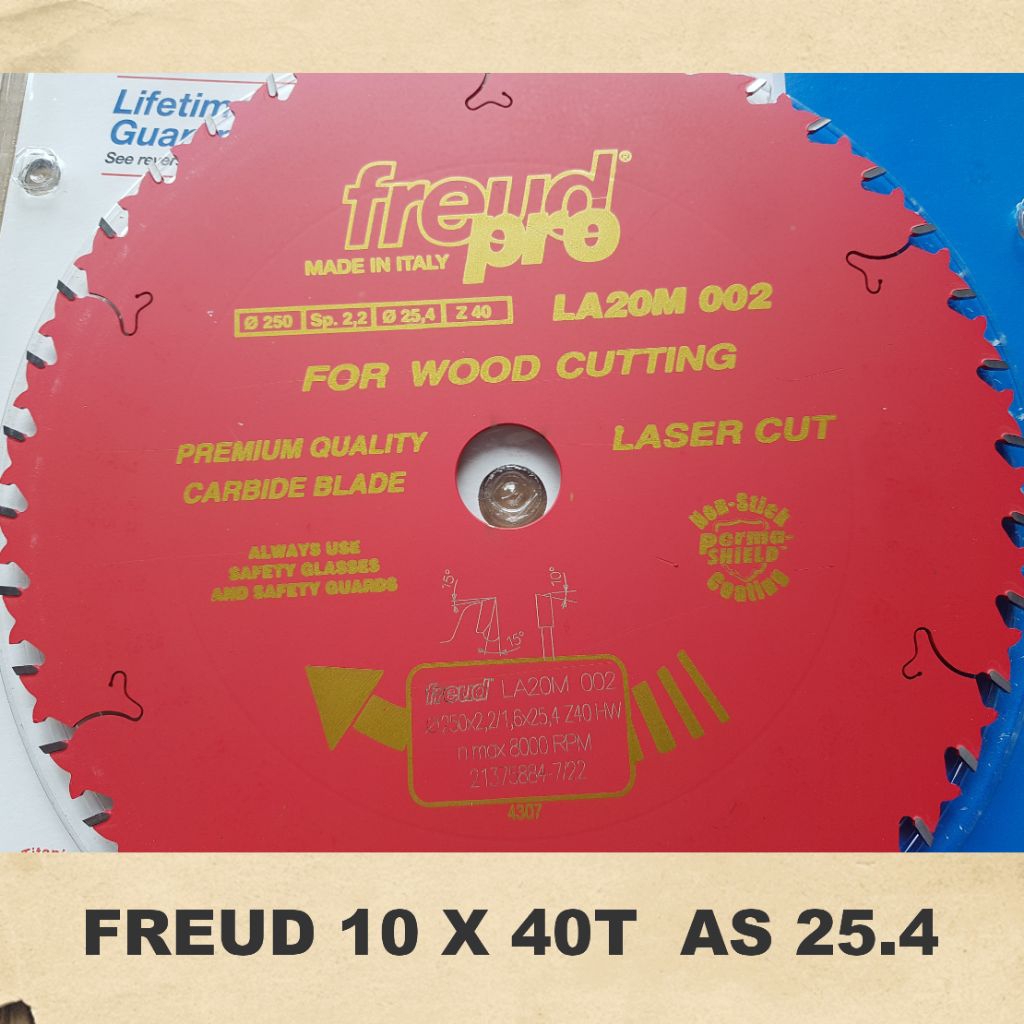 FREUD PISAU GERGAJI CIRCULAR SAW BLADE   KAYU 10 INCHI X 40T FREUD ITALY( 10" X 40T ) ANTI LICK BACK