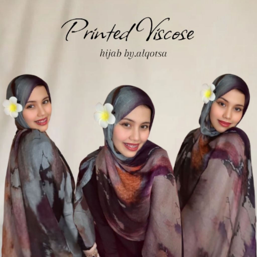 Florelle Printed Viscose Hijab | Vela Inspired Watercolor floral | Printed Viscose Modal Pashmina | 