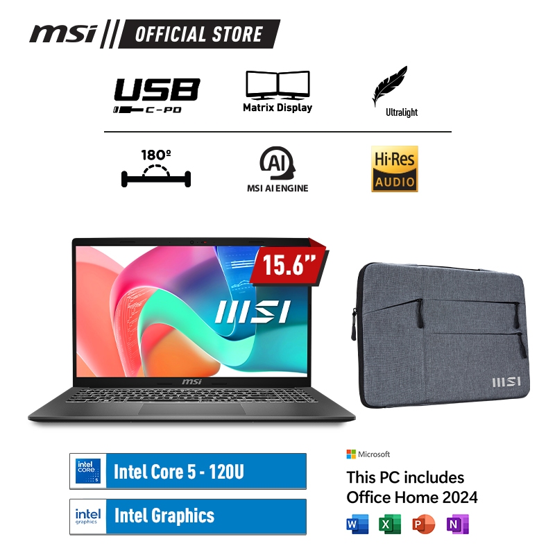 MSI MODERN 15H AI ULTRA 7-155H 16GB 512GB W11+OHS 15.6FHD IPS