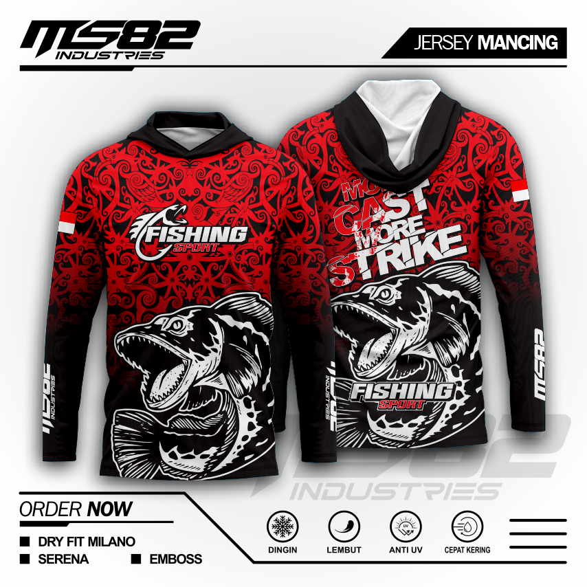 MS82 JERSEY MANCING MOTIF BATIK MERAH JERSEY MANCING CASTING TOMAN CUSTOM FULL PRINTING