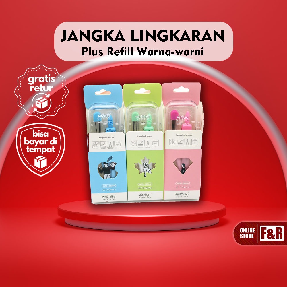 

Set Jangka Lingkaran + Refill Dilengkapi Refill Pensil Praktis Paket Jangka Kompas Pelajar Desain Unik & Warna Menarik