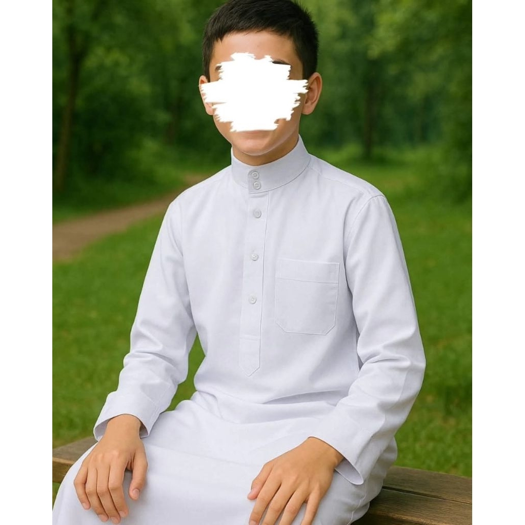 Jubah ALWASEEL Woll Anak Remaja Wool Hitam Putih