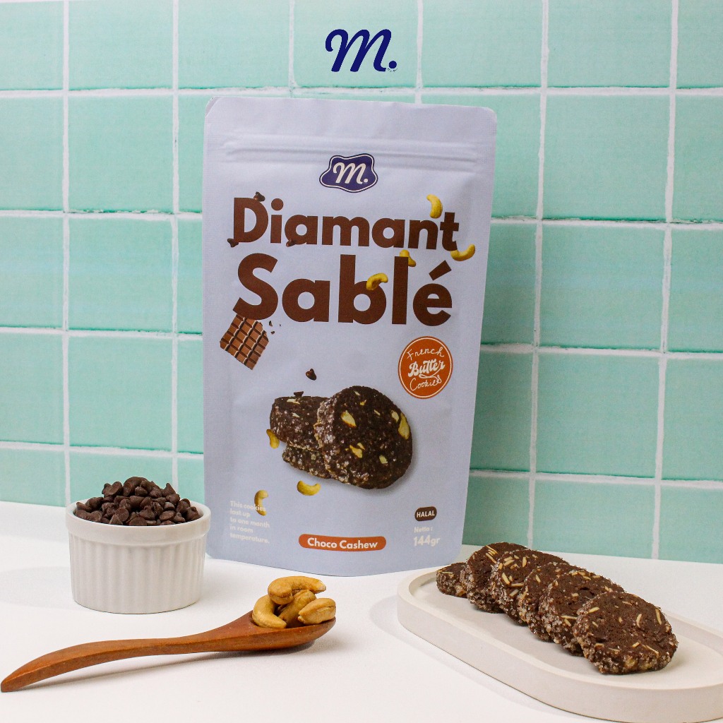 

French Sable Cookies Choco Cashew - Homemade Premium Butter Cookies (Diamant Sable) 144gr