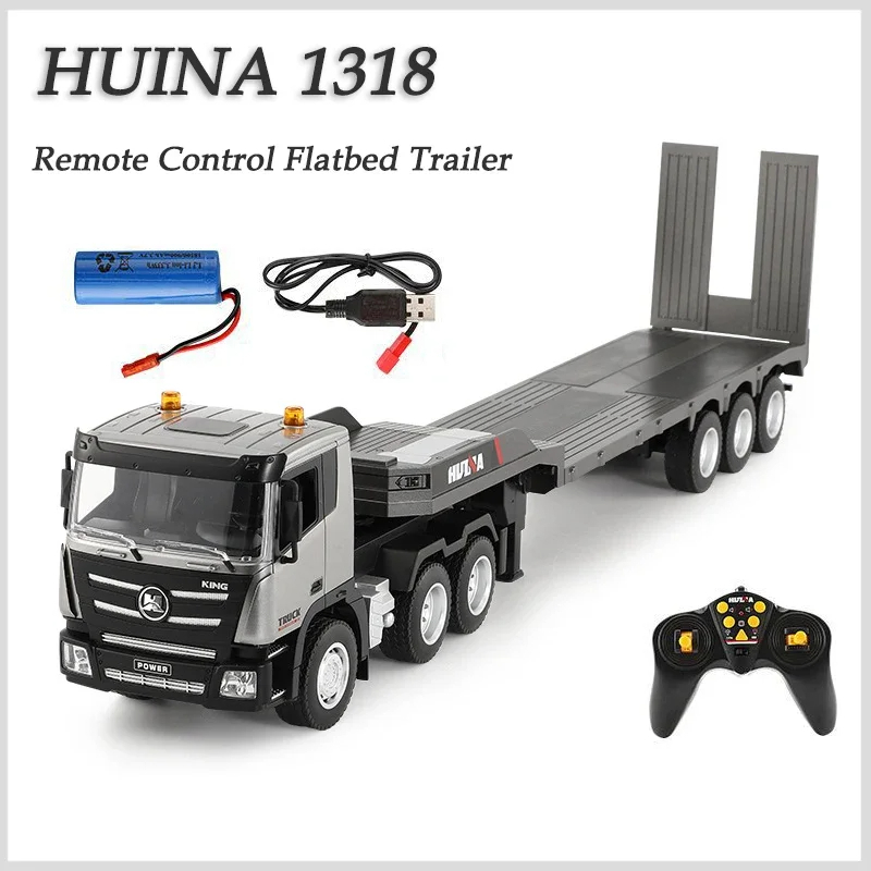 Huina 1318 Remote Control Flatbed Trailer 2.4ghz mainan remote truck alat berat