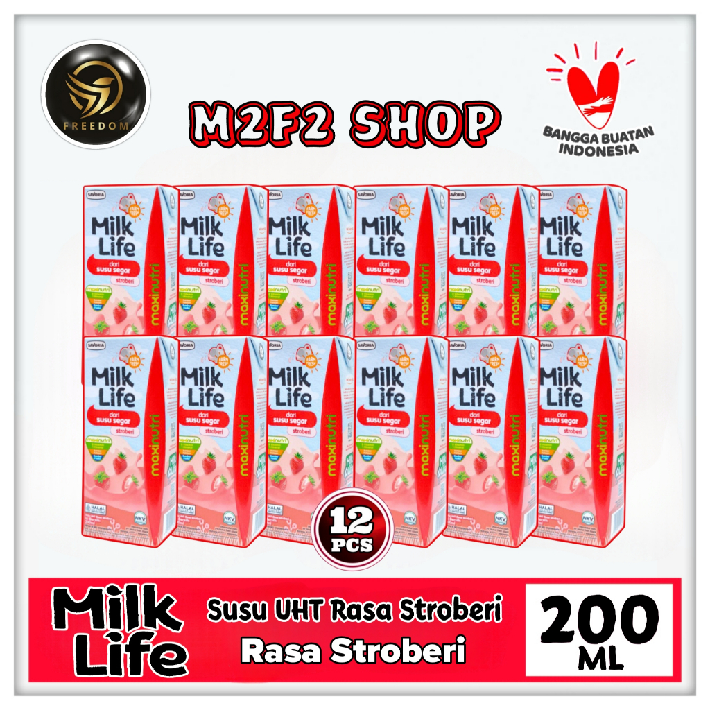 

Milk Life Susu Segar Rasa Stroberi Kotak UHT | Strawberry - 200 ml (Kemasan 12 Pcs)