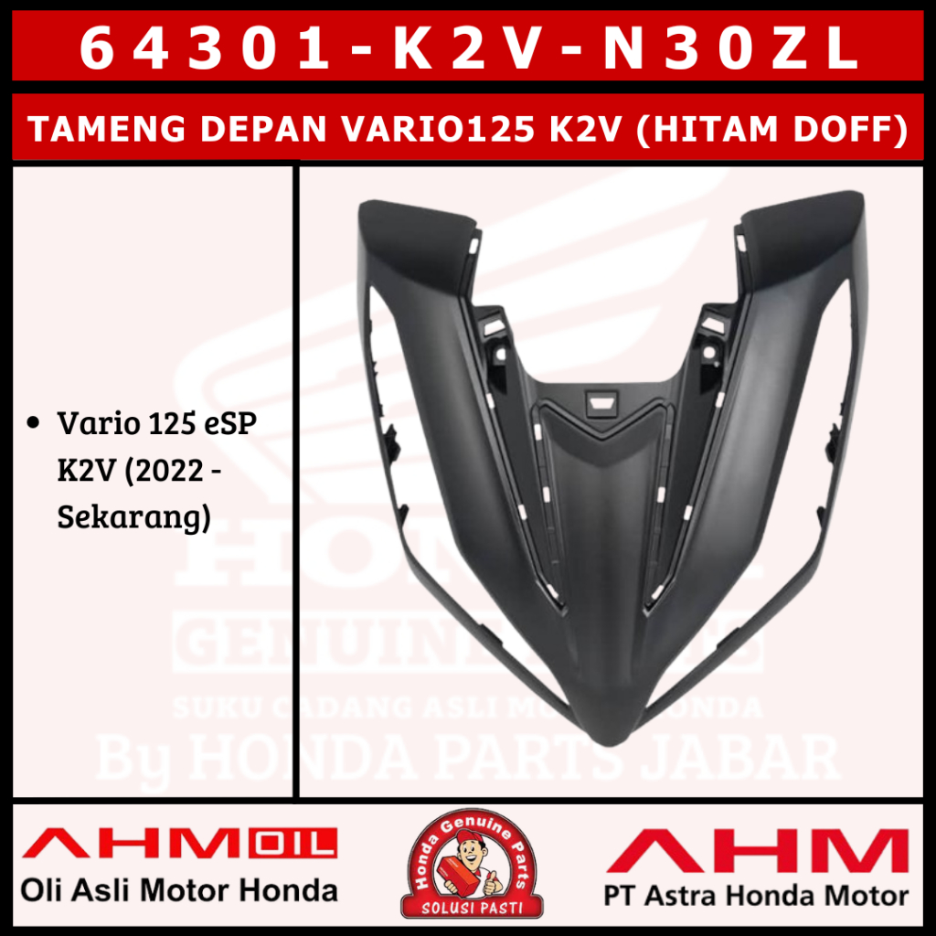 Cover Tameng Depan Vario125 New 2023 K2V (Hitam Doff) 64301K2VN30ZL