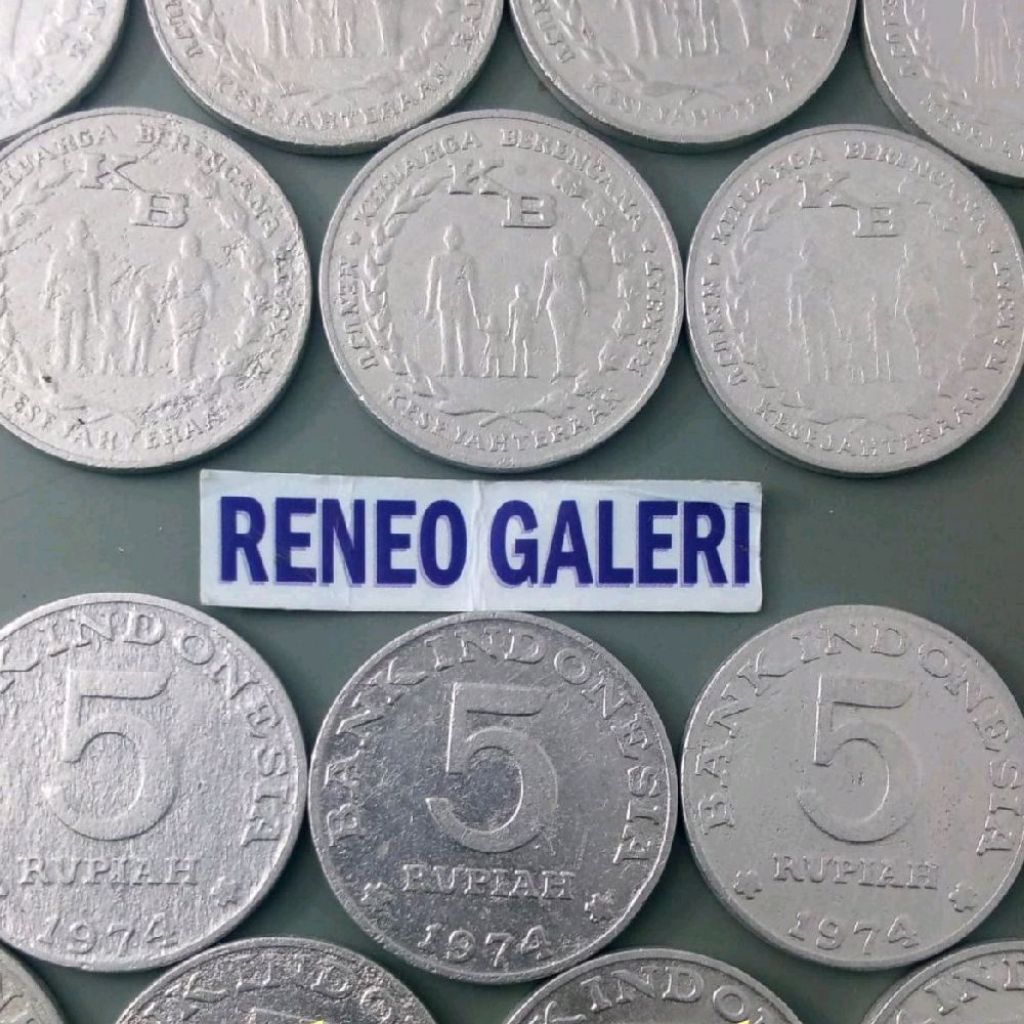VF cuci Koin 5 Rupiah Tahun 1974 KB besar Keluarga berencana Uang Kuno logam Indonesia Rp