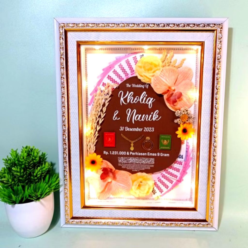 BINGKAI MAHAR PERNIKAHAN 3D UKURAN 30X40