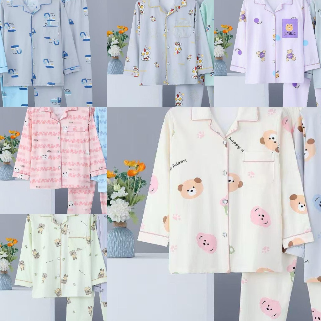 BAJU TIDUR ANAK BALITA REMAJA TANGGUNG 2-12TAHUN PP KATUN IMPORT BERKUALITAS UNISEX MOTIF KRAH KANCI