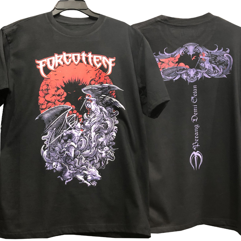 Kaos FORGOTTEN - PERANG DEMI SETAN Tshirt Bahan 100% Cotton Kombed 30s | Lengan Pendek & Lengan Panj