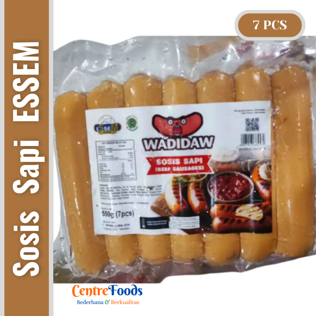 

Sosis Sapi Wadidaw - Beef Sausages ESSEM | Isi 7 Pcs - 550gr [ Harga Per BKS ]