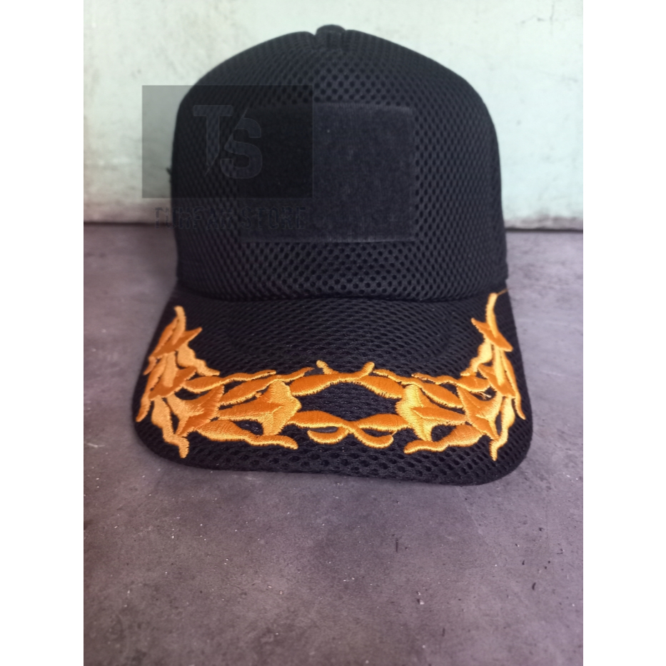 Topi Perwira Topi Pamen Menwa/ Topi DOUBLEMESH/ Topi JALA BORDIR HITAM TNI